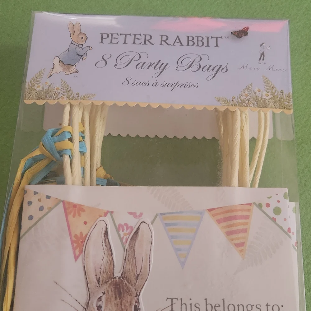 Peter Rabbit Party Bags - Set Of 8 - Yellow and Blue